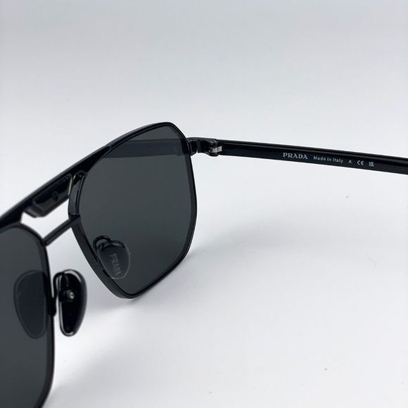 Prada PR58YS 1AB5S0 Sunglasses Black Dark Grey Pilot Metal Unisex - Picture 11 of 14
